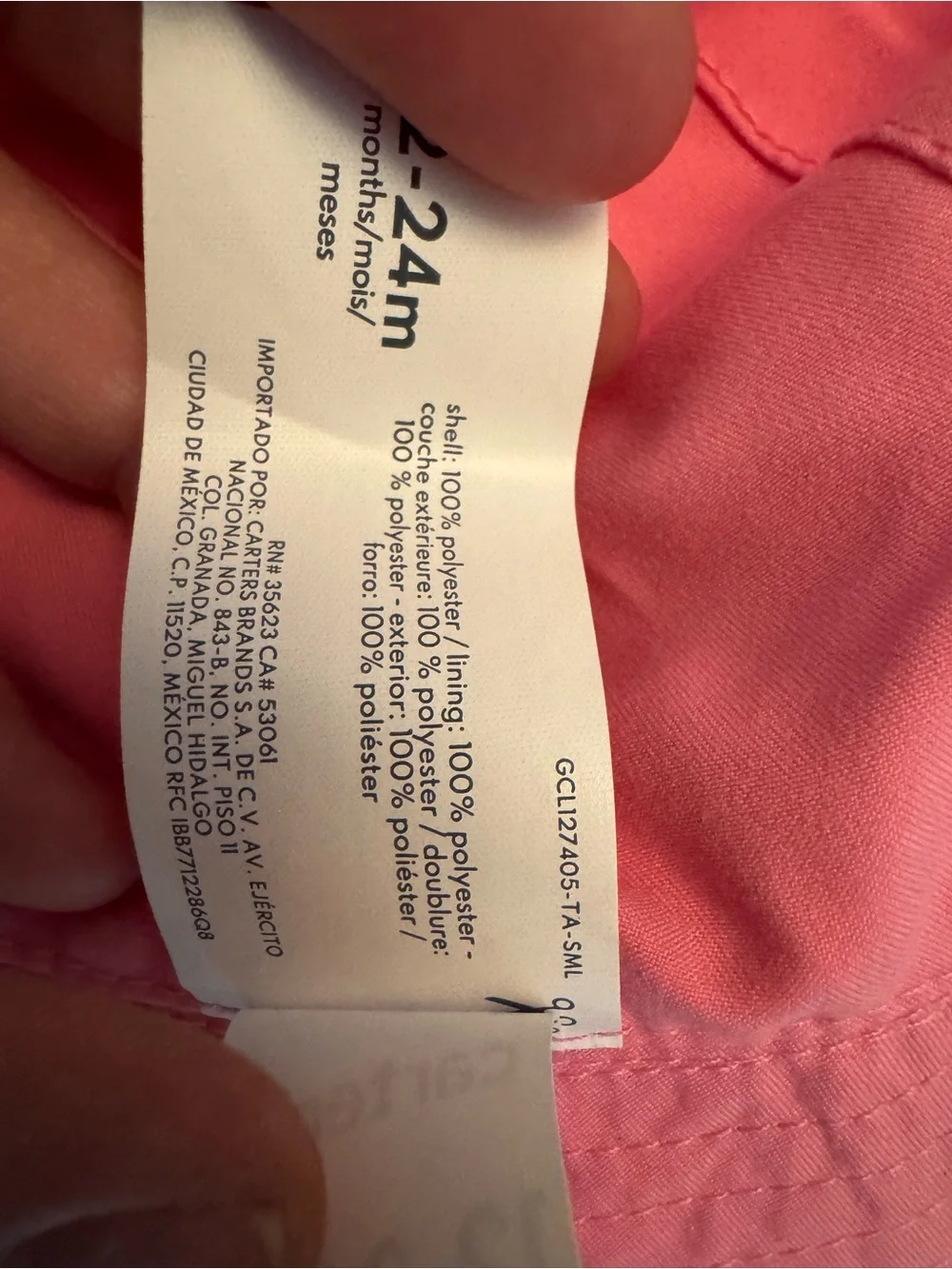 NWT Carter’s Reversible Sun Hat, size 12-24 months, white & pink
